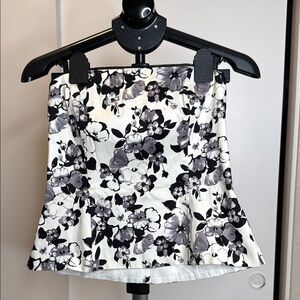 White House Black Market Floral Tank Top - Black and White